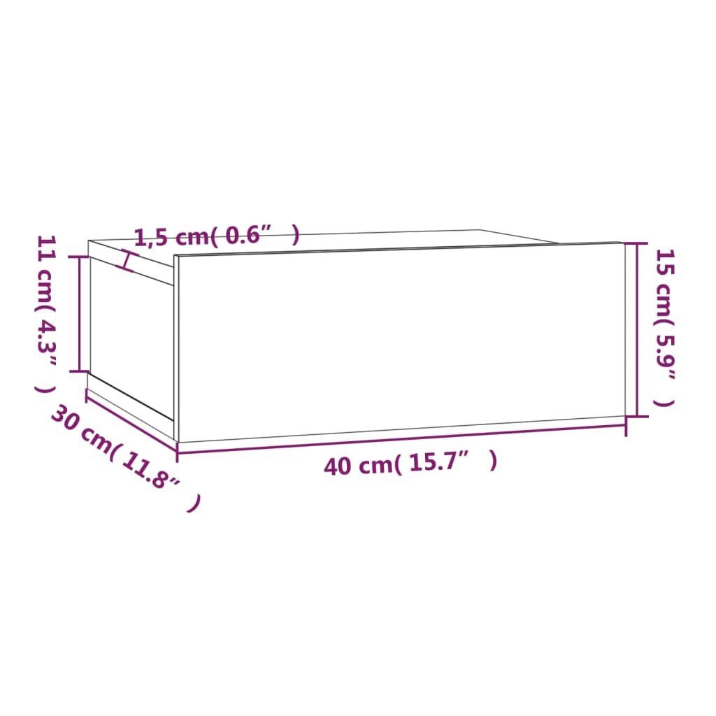 vidaXL kinnitatav öökapp, suitsutatud tamm, 40 x 30 x 15 cm, tehispuit hind ja info | Öökapid | kaup24.ee