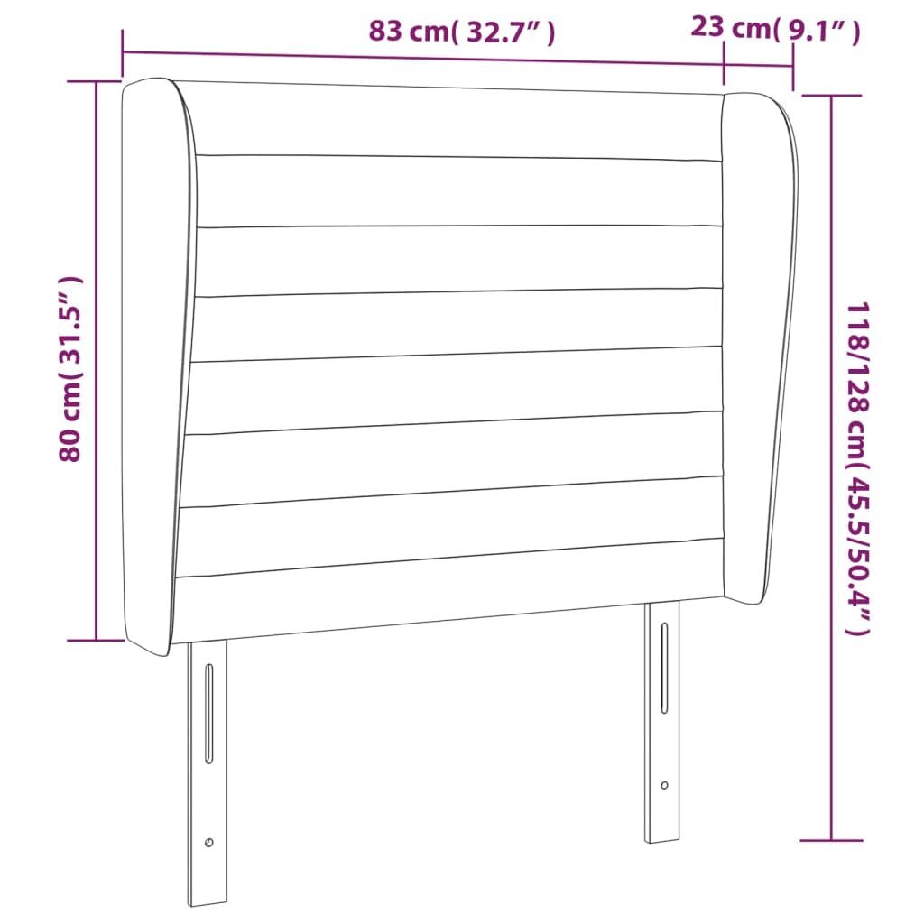 vidaXL voodipeats servadega, tumehall, 83x23x118/88 cm, samet hind ja info | Voodid | kaup24.ee