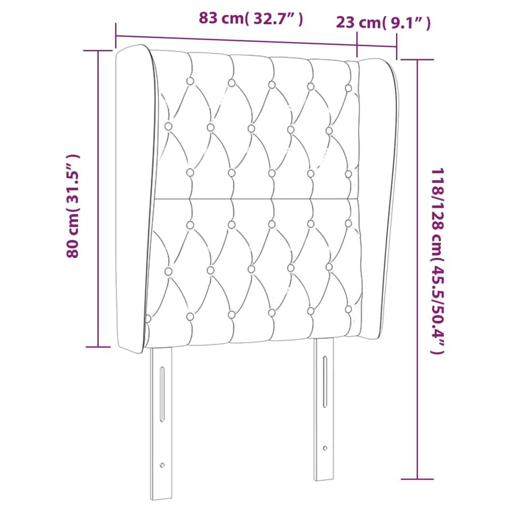 vidaXL voodipeats servadega, tumeroheline, 83x23x118/88 cm, samet hind ja info | Voodid | kaup24.ee