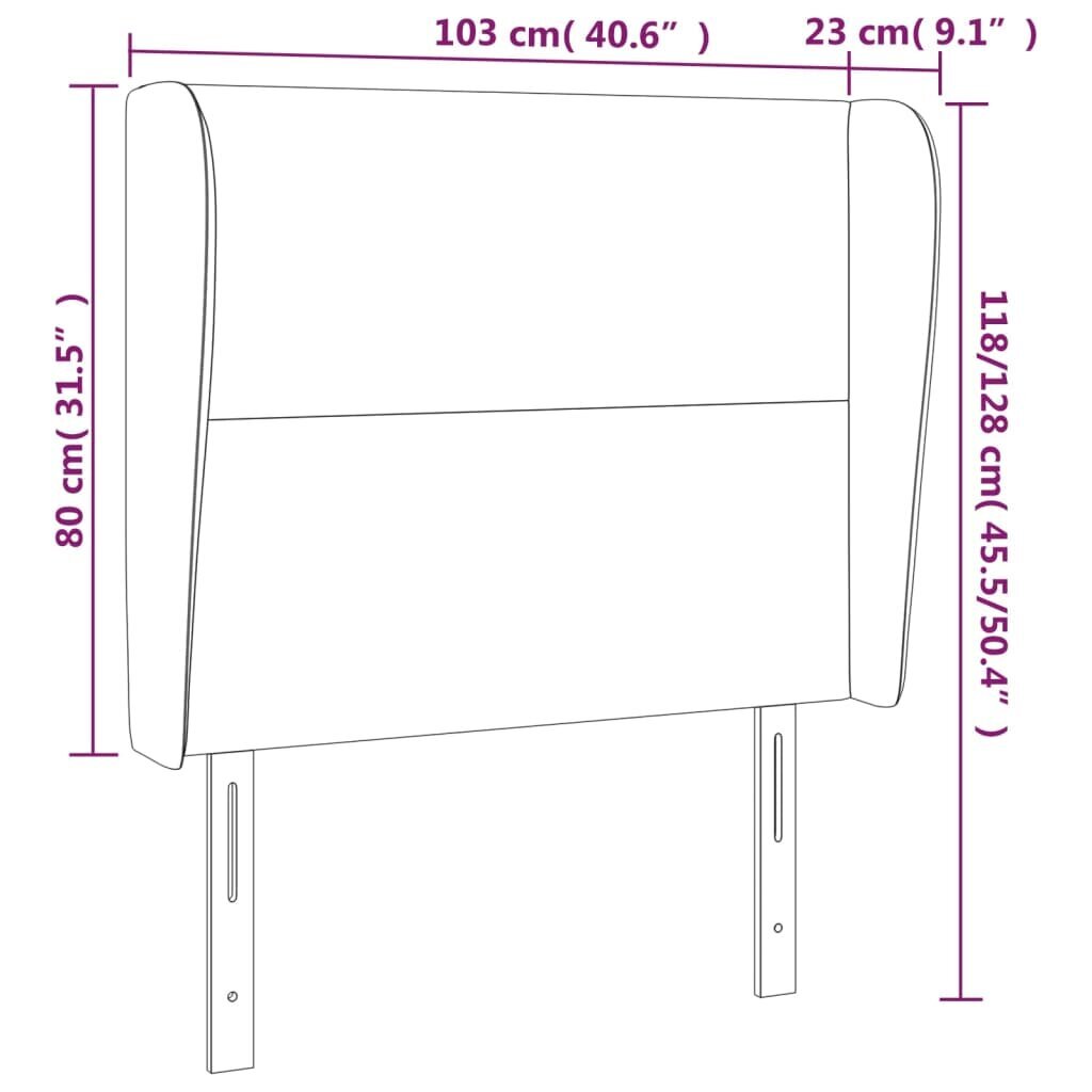 vidaXL voodipeats servadega, tumeroheline, 103x23x118/128 cm, samet цена и информация | Voodid | kaup24.ee