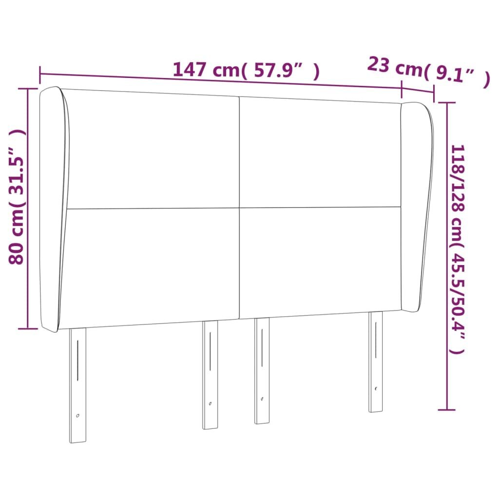 vidaXL voodipeats servadega, tumeroheline, 147x23x118/128 cm, samet hind ja info | Voodid | kaup24.ee