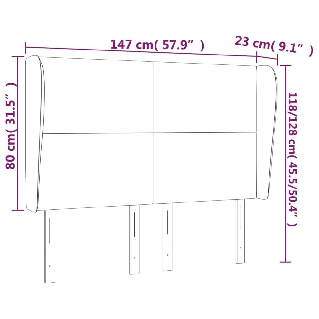 vidaXL voodipeats servadega, valge, 147x23x118/128 cm, kunstnahk hind ja info | Voodid | kaup24.ee