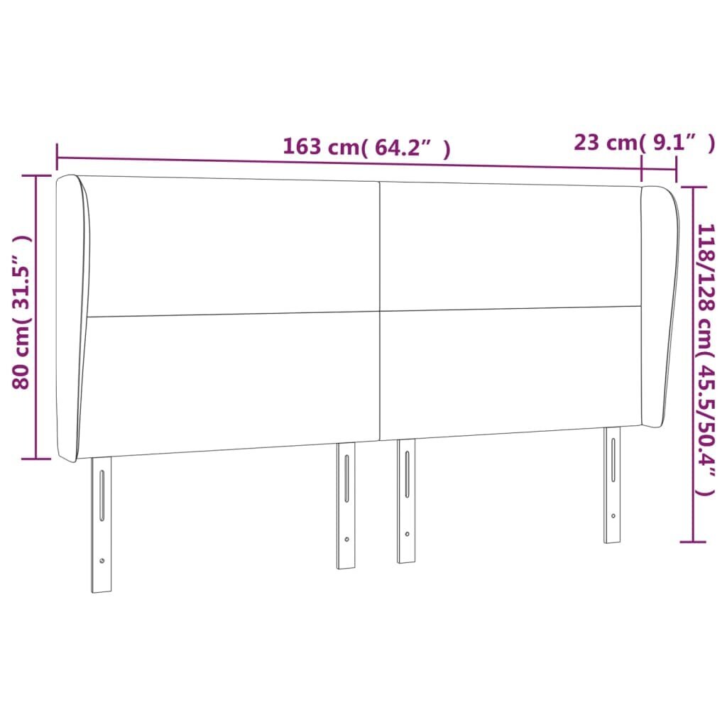 vidaXL voodipeats servadega, hall, 163x23x118/128 cm, kunstnahk цена и информация | Voodid | kaup24.ee