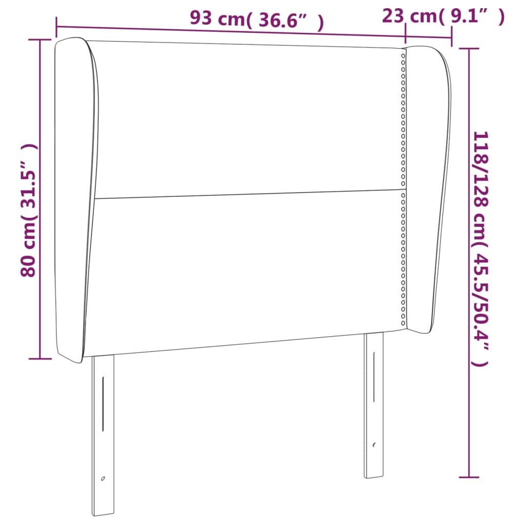 vidaXL voodipeats servadega, tumehall, 93x23x118/128 cm, samet цена и информация | Voodid | kaup24.ee