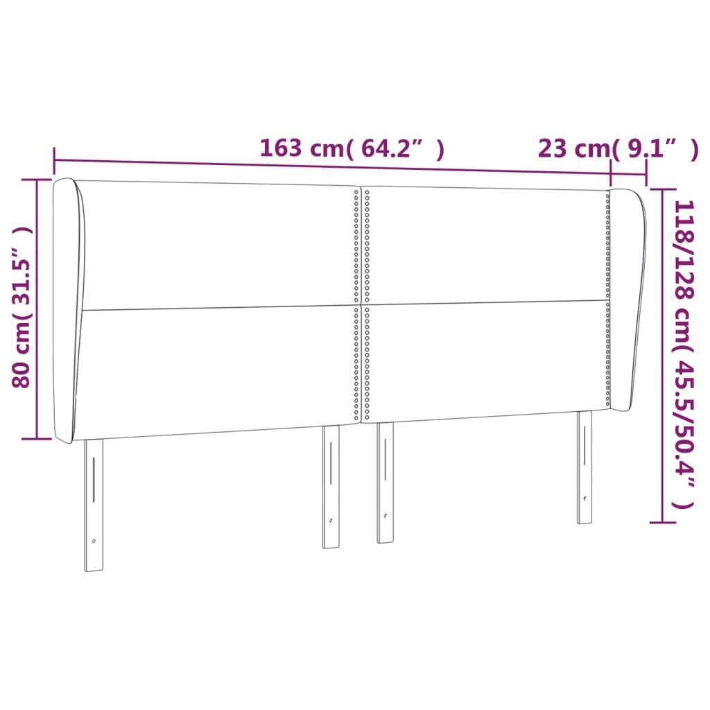 vidaXL voodipeats servadega, must, 163x23x118/128 cm, kunstnahk hind ja info | Voodid | kaup24.ee