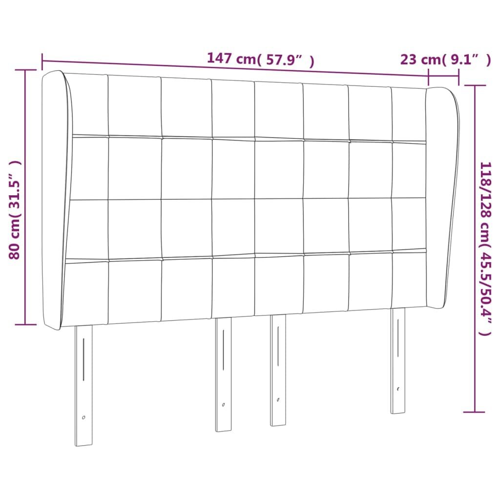 vidaXL voodipeats servadega, must, 147x23x118/128 cm, samet цена и информация | Voodid | kaup24.ee