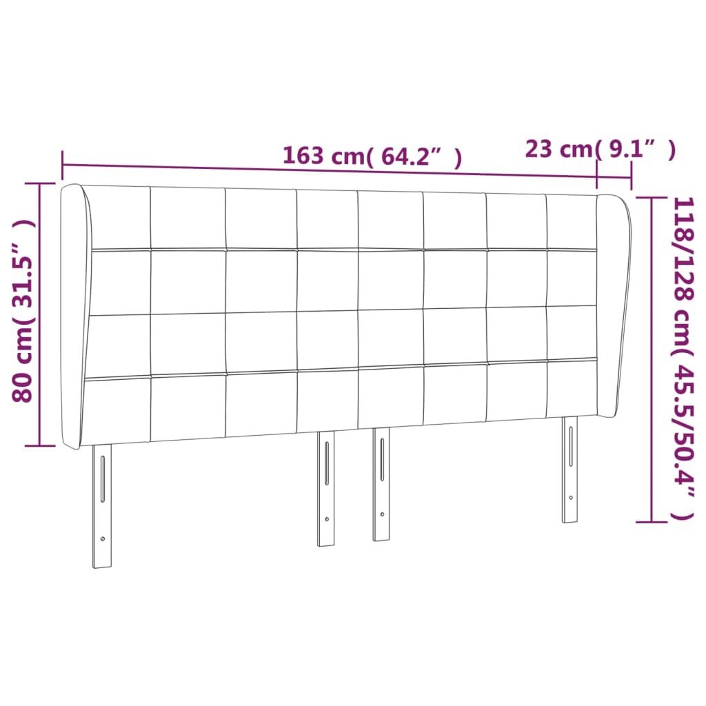 vidaXL voodipeats servadega, tumeroheline, 163x23x118/128 cm, samet цена и информация | Voodid | kaup24.ee