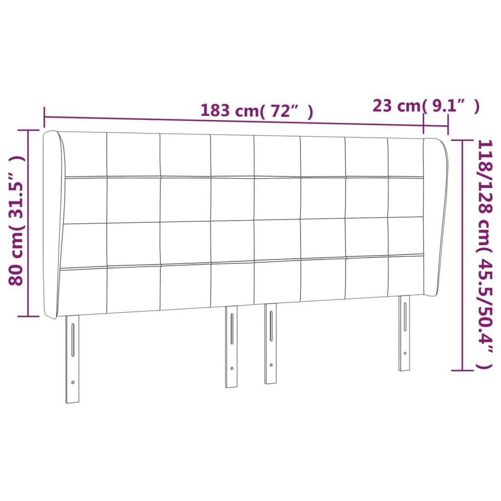 vidaXL voodipeats servadega, must, 183x23x118/128 cm, samet цена и информация | Voodid | kaup24.ee