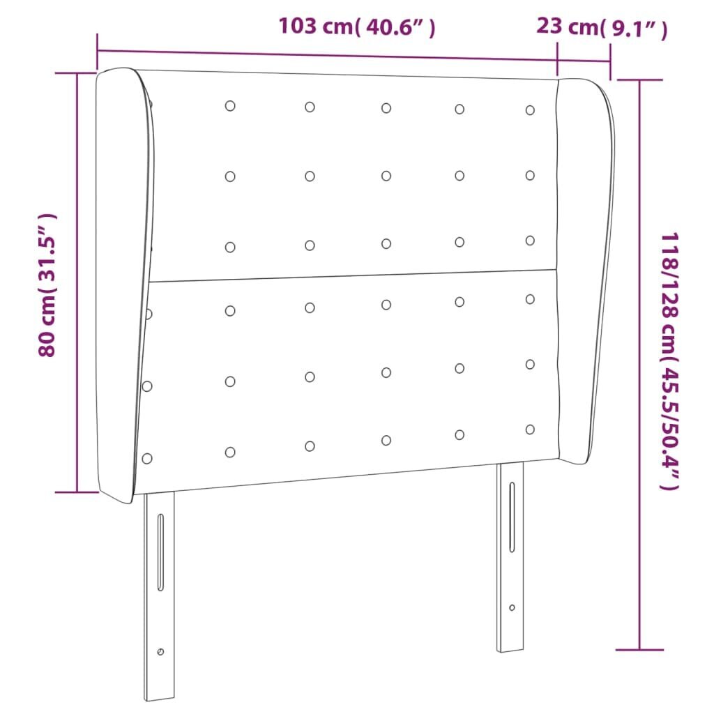 vidaXL voodipeats servadega, must, 103x23x118/128 cm, kunstnahk цена и информация | Voodid | kaup24.ee