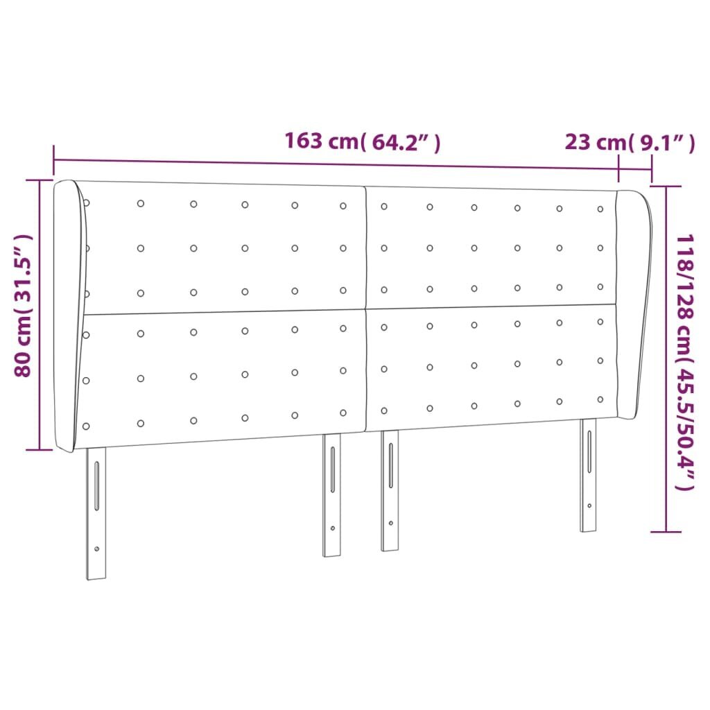 vidaXL voodipeats servadega, must, 163x23x118/128 cm, kunstnahk цена и информация | Voodid | kaup24.ee