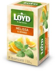 Taime- ja puuviljatee Loyd melissi ja apelsini maitsega, 20 x 2 g hind ja info | Tee | kaup24.ee