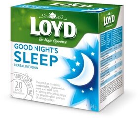 Taimetee Loyd Good Night Sleep, 20 x 2 g hind ja info | Tee | kaup24.ee