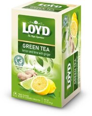 Зеленый чай Loyd со вкусом лимона, лайма и имбиря, 20 x 1,7 г цена и информация | Чай | kaup24.ee