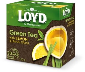 Aromaatne roheline tee Loyd sidrunikoore ja sidrunheinaga, 20 x 1,5 g hind ja info | Tee | kaup24.ee