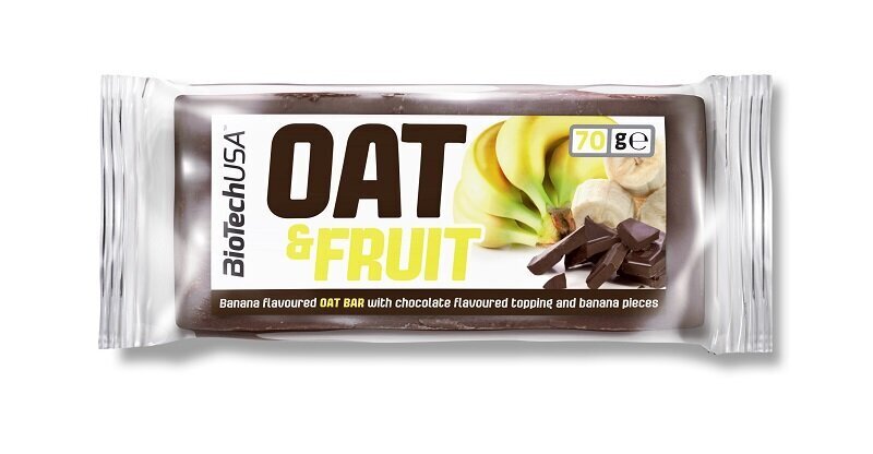 Kaerabatoon BioTech Oat Bar šokolaad banaanidega, 70 g hind ja info | Batoonid | kaup24.ee