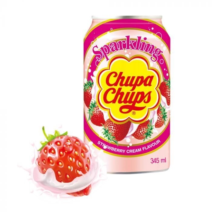 Karastusjook Chupa Chups maasika-kreemi maitsega, 0,345 l hind ja info | Karastusjoogid | kaup24.ee