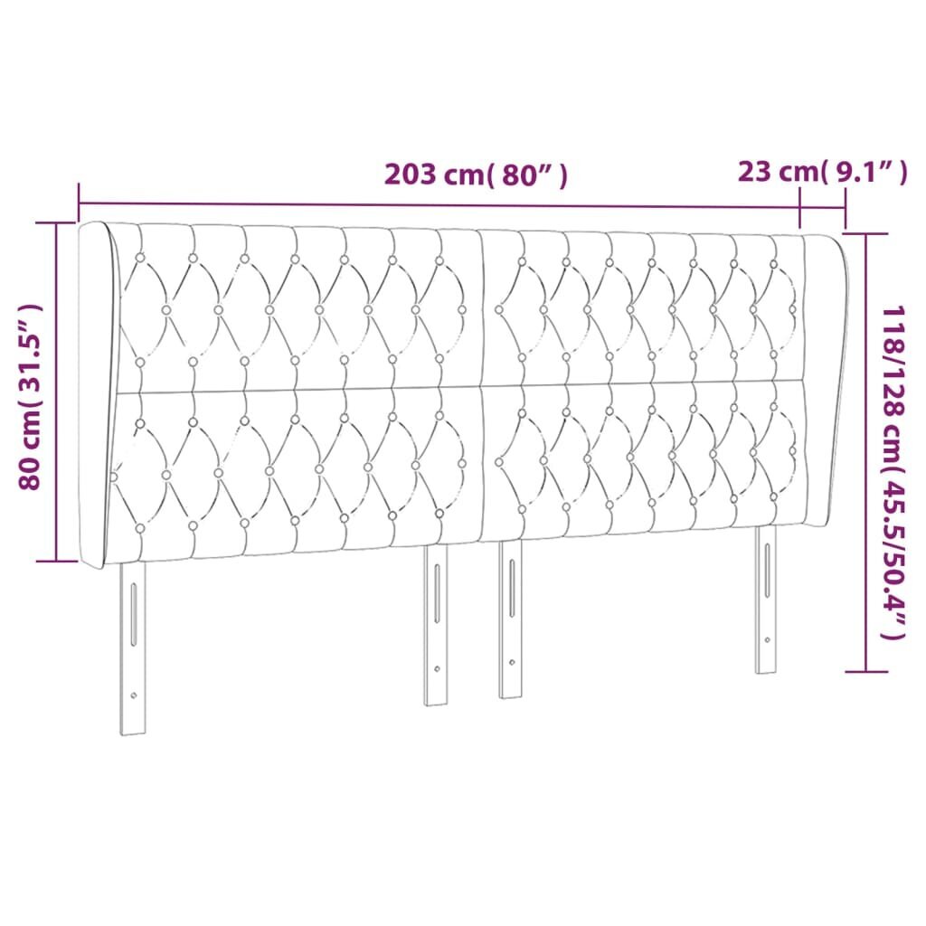 vidaXL voodipeats servadega, tumeroheline, 203x23x118/128 cm, samet цена и информация | Voodid | kaup24.ee