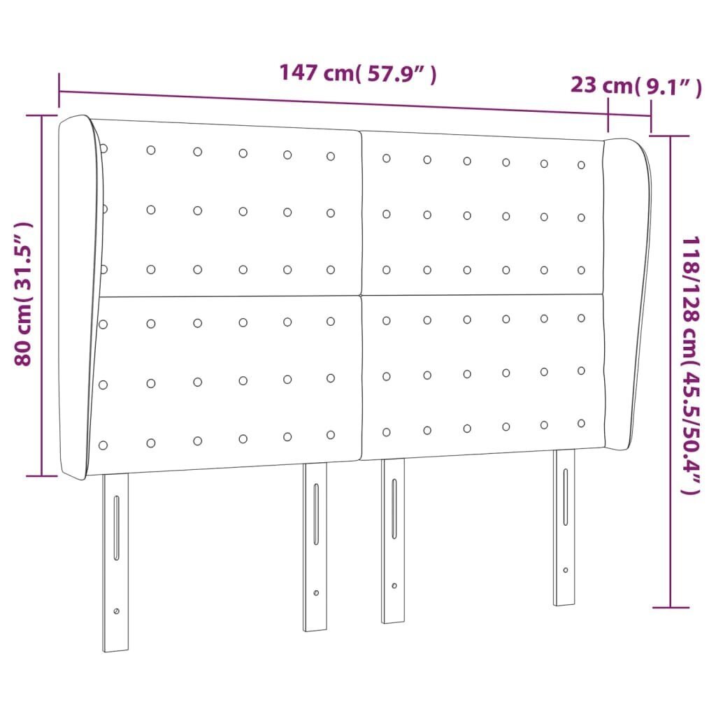 vidaXL voodipeats servadega, roosa, 147x23x118/128 cm, samet цена и информация | Voodid | kaup24.ee