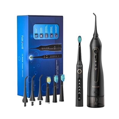 FairyWill Sonic toothbrushes with head set and case FW-507 (Black and white) hind ja info | Elektrilised hambaharjad | kaup24.ee
