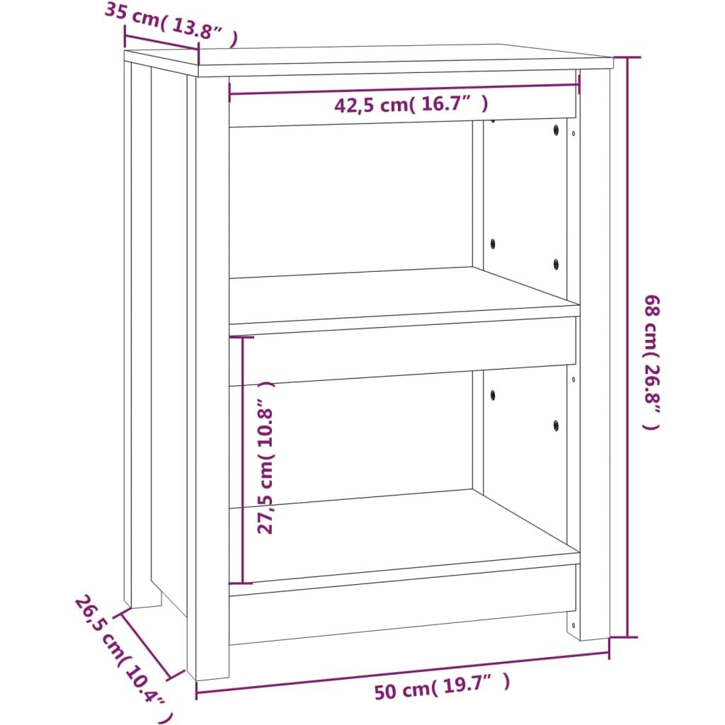 vidaXL raamatukapp, 50 x 35 x 68 cm, männipuit hind ja info | Kapid | kaup24.ee