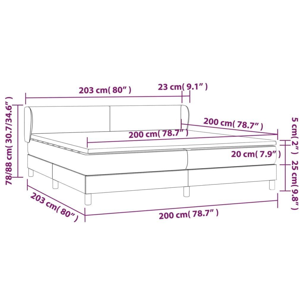 vidaXL kontinentaalvoodi madratsiga, kreemjas, 200x200 cm, kangas hind ja info | Voodid | kaup24.ee