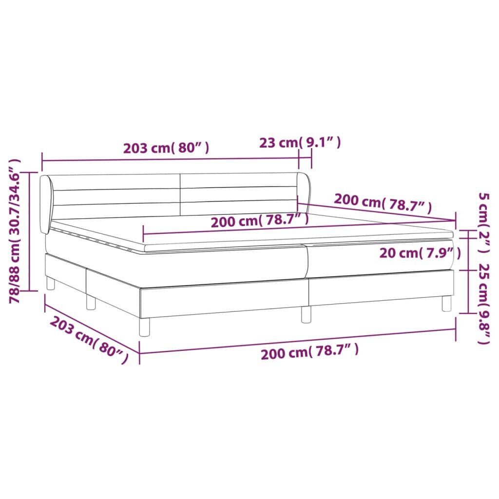 vidaXL kontinentaalvoodi madratsiga, must, 200x200 cm, kangas цена и информация | Voodid | kaup24.ee