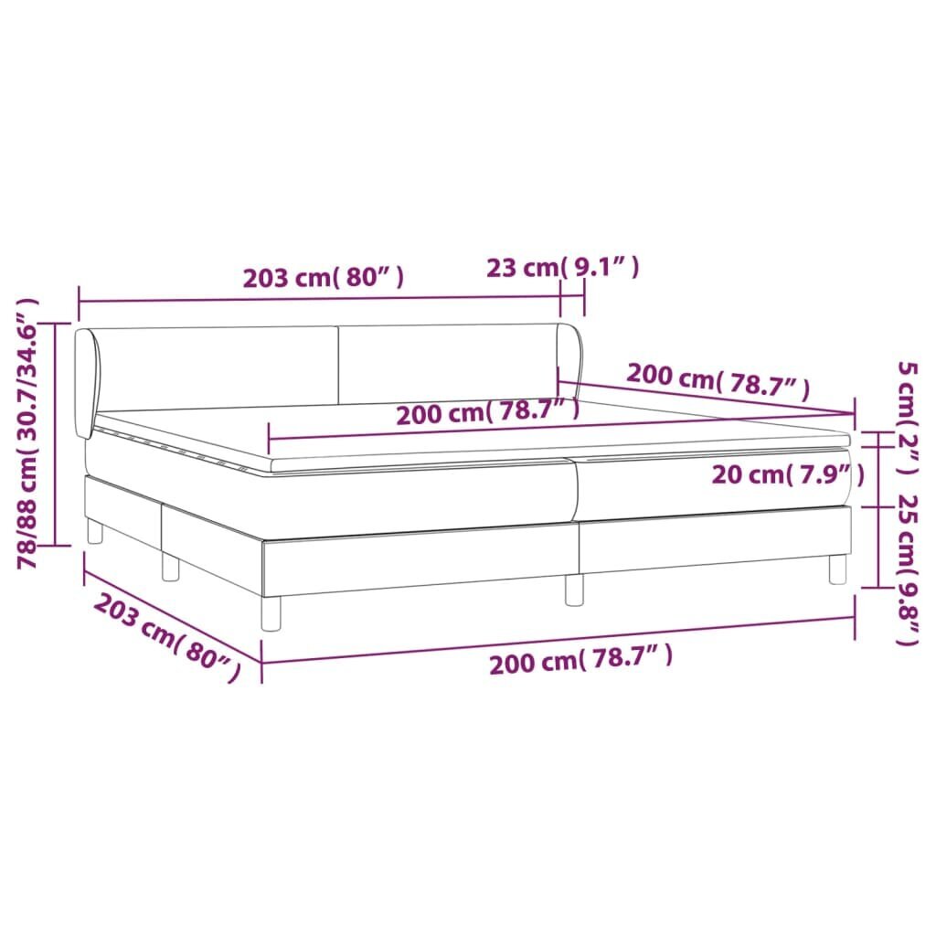 vidaXL kontinentaalvoodi madratsiga, tumepruun, 200x200 cm, kangas hind ja info | Voodid | kaup24.ee