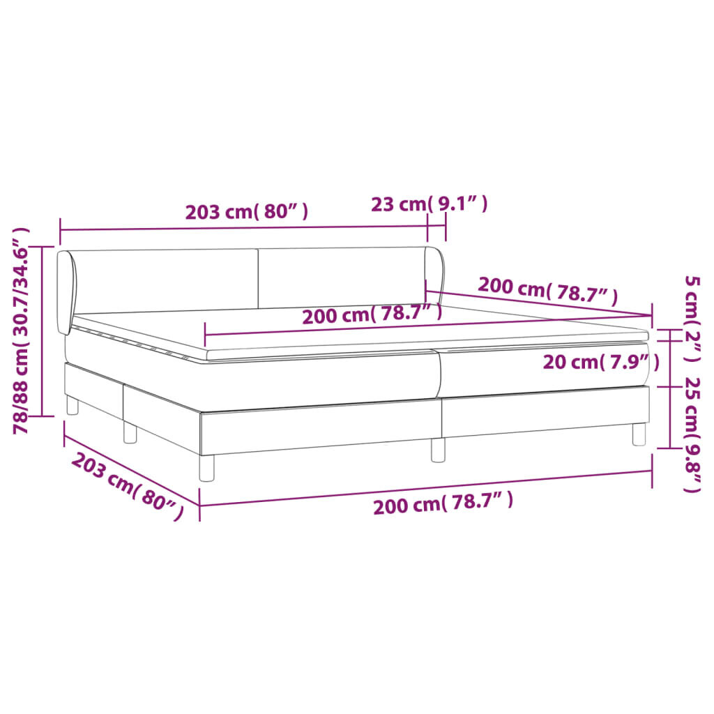 vidaXL kontinentaalvoodi madratsiga, pruunikashall, 200x200 cm, kangas hind ja info | Voodid | kaup24.ee