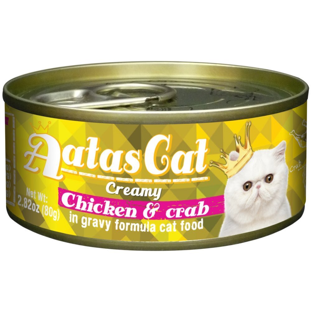 Aatas Cat Creamy Chicken & Crab konserv kassile 80g hind ja info | Konservid kassidele | kaup24.ee