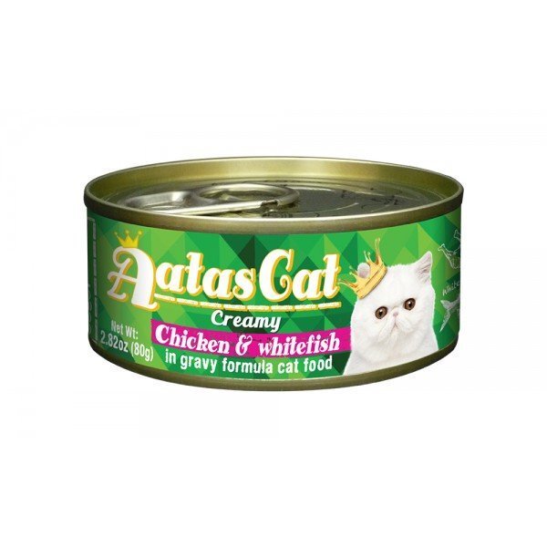 Aatas Cat Creamy Chicken & Whitefish konserv kassile 80g hind ja info | Konservid kassidele | kaup24.ee