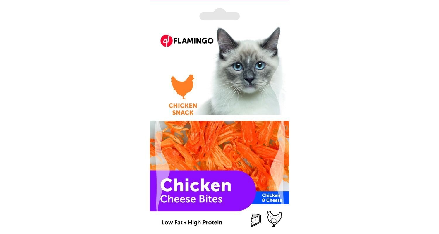 Flamingo Chicken Cheese Bites maiused kassile 85g hind ja info | Maiustused kassidele | kaup24.ee