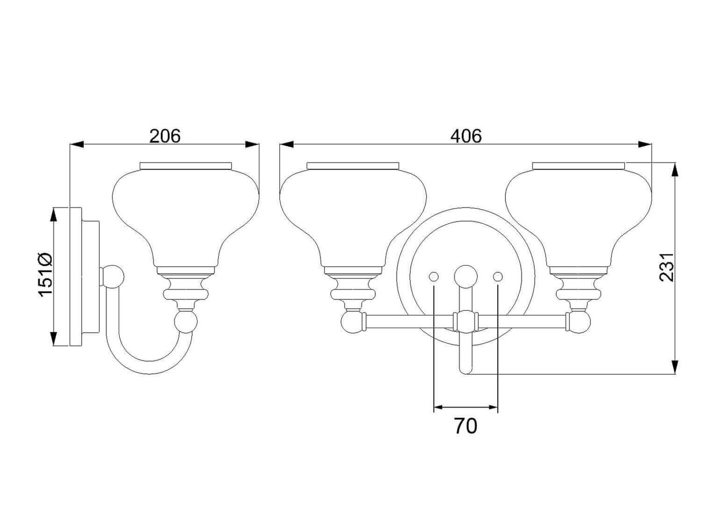 Seinavalgusti Elstead Lighting Ainsley HK-AINSLEY2-BATH hind ja info | Seinavalgustid | kaup24.ee