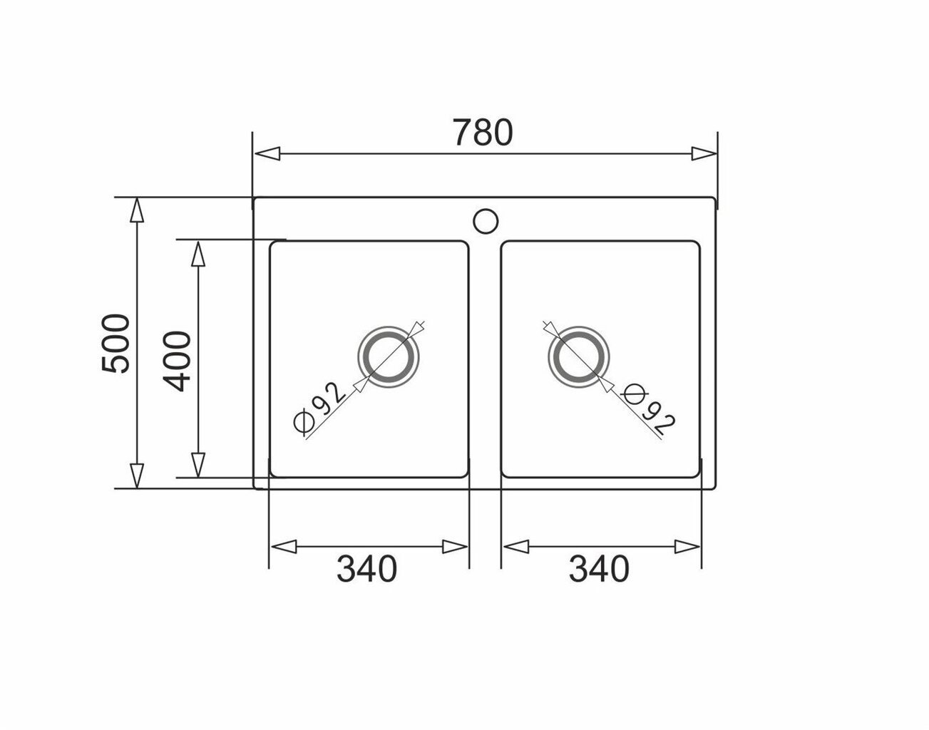 Valamu Pyramis 78x50 2B 070053201 цена и информация | Köögivalamud | kaup24.ee