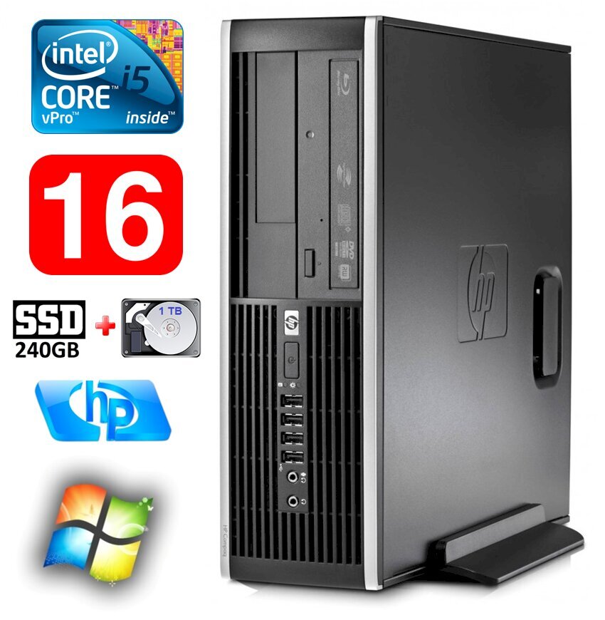 HP 8100 Elite SFF i5-650 16GB 240SSD+1TB DVD WIN7Pro [refurbished] hind ja info | Lauaarvutid | kaup24.ee