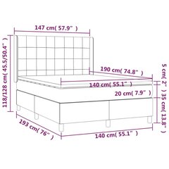 vidaXL kontinentaalvoodi madratsiga, sinine, 140x190 cm, kangas цена и информация | Кровати | kaup24.ee