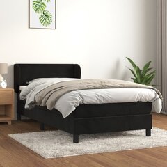 vidaXL kontinentaalvoodi madratsiga, must, 90x200 cm, samet hind ja info | Voodid | kaup24.ee