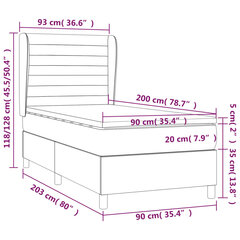 vidaXL kontinentaalvoodi madratsiga, kreemjas, 90x200 cm, kangas цена и информация | Кровати | kaup24.ee