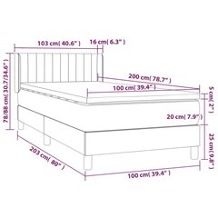 vidaXL kontinentaalvoodi madratsiga, sinine, 100x200 cm, kangas цена и информация | Кровати | kaup24.ee