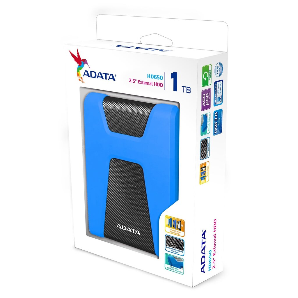 A-DATA DashDrive Durable 2.5'' 1TB USB3.1 sinine hind ja info | Välised kõvakettad (SSD, HDD) | kaup24.ee