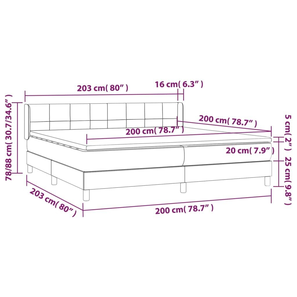 vidaXL kontinentaalvoodi madratsiga, sinine, 200x200 cm, kangas цена и информация | Voodid | kaup24.ee