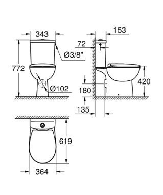 WC-pott Grohe Bau Rimless, aeglaselt sulguva kaanega, 39496000 цена и информация | WС-potid | kaup24.ee