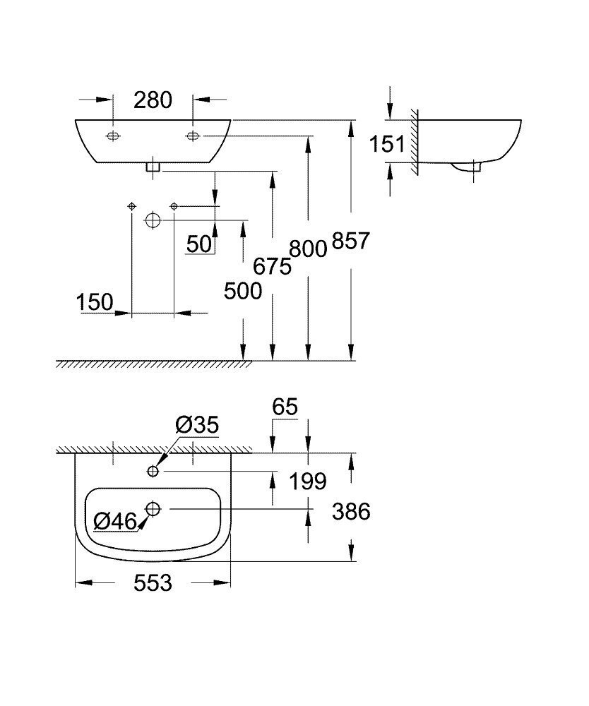 GROHE Bau keraamiline kraanikauss, 55cm 39440000 цена и информация | Kraanikausid, valamud | kaup24.ee