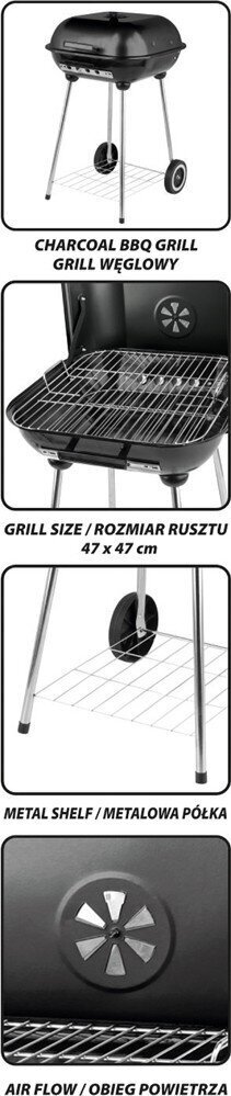 Lund Grill söegrill koos kaanega, 40x45 cm (99580) hind ja info | Grillid | kaup24.ee