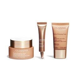 Näonahahoolduskomplekt Clarins Extra-Firming: päevakreem kõikidele nahatüüpidele, 50 ml + näoseerum, 10 ml + öökreem kõikidele nahatüüpidele, 15 ml + kosmeetikakott цена и информация | Кремы для лица | kaup24.ee