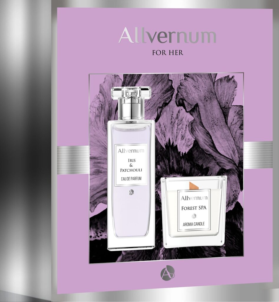 Komplekt Allverne Iris & Patchouli naistele: parfüümvesi EDP 50 ml + lõhnaküünal 100 g цена и информация | Naiste parfüümid | kaup24.ee
