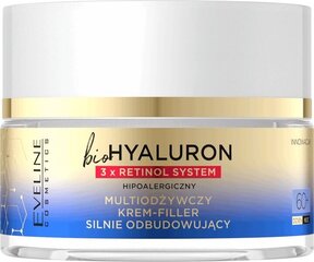 Toitev näokreem-filter küpsele nahale Eveline bioHYALURON 3xRetinol System 60+, 50 ml. hind ja info | Näokreemid | kaup24.ee