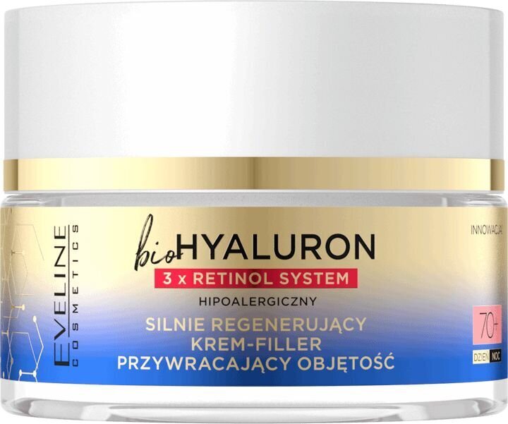 Taastav näokreem Eveline bioHyaluron 3xRetinol System 70+, 50 ml hind ja info | Näokreemid | kaup24.ee