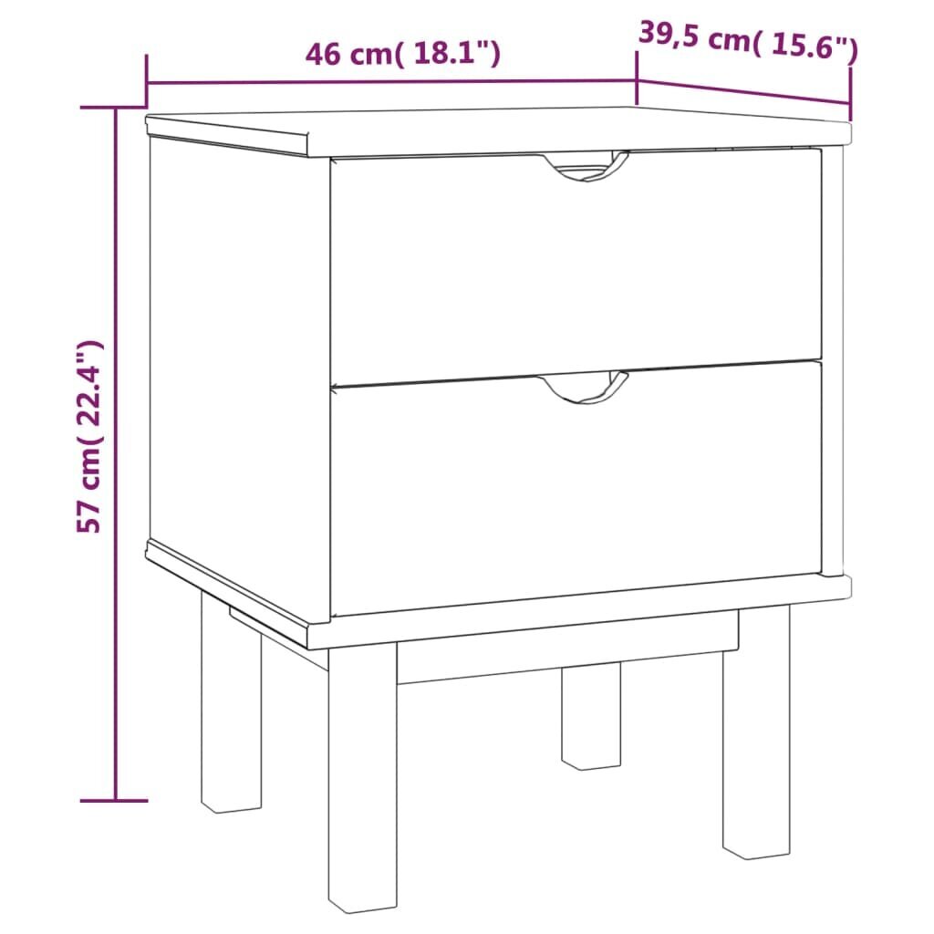 vidaXL öökapp, 46 x 39,5 x 57 cm, männipuit цена и информация | Öökapid | kaup24.ee