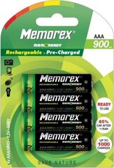 Memorex laetavad patareid AAA / R03 900mAh 4 tk. цена и информация | Батарейки | kaup24.ee