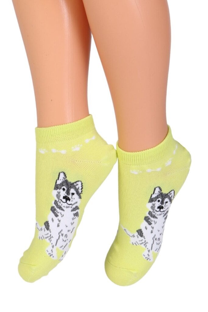 Muki helerohelised koeraga sokid lastele Mukigreen hind ja info | Tüdrukute sukkpüksid ja sokid | kaup24.ee